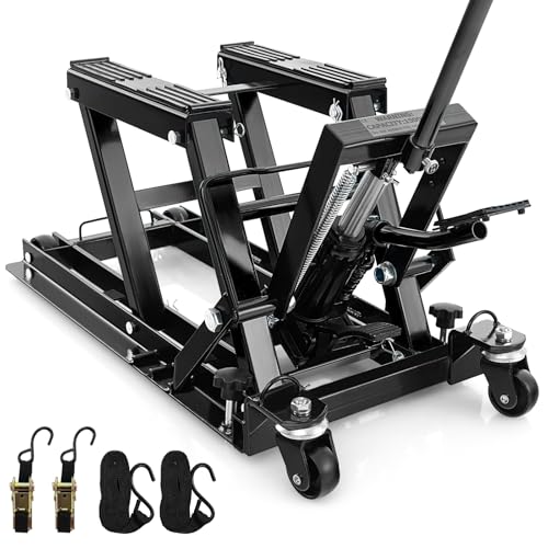 COSTWAY Motorcycle Lift 680kg, Hydraulic, Adjustable Platform