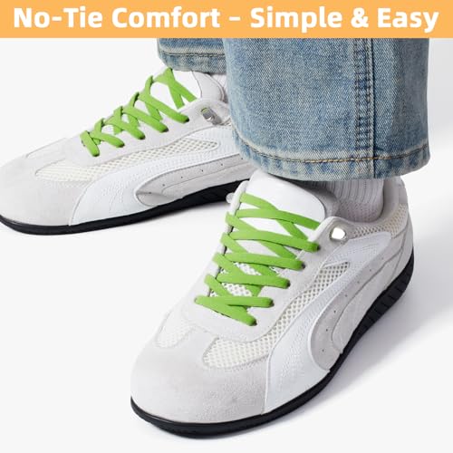 Image of Stepace 2 Pairs Elastic No Tie Shoe Laces for Kids and Adults Sneakers, Stretch Flat Tieless Shoestrings