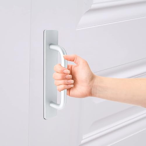 Miniatura 4 de Paquete de 2 manijas de puerta de granero, manijas de puerta corredera plateadas, manijas de cajón de 3.4 pulgadas, mango de aleación de aluminio