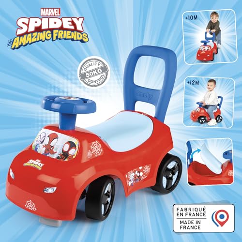 Smoby Porteur auto enfant 2 en 1 Spidey Coffre sous la selle Dès Fabrication française - vue 3