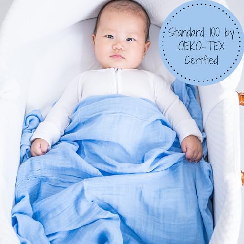 Image of LollyBanks Muslin Swaddle Blankets 2 Pack, 100% Cotton Baby Blanket for Boys, Soft and Lightweight 47 x 47 Inches Newborn Swaddles, Gentle Infant Blankets, Baby Essentials (Police Dog and Blue)