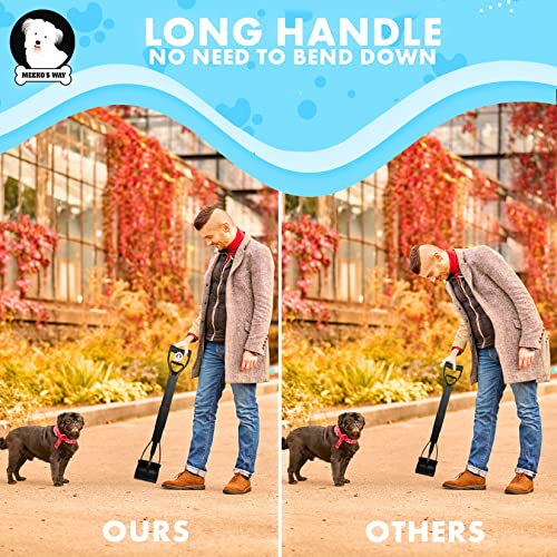 Meeko's Way 31.5 Inch Portable Pet Pooper Scooper - Extra Long Handle - For Small And Large Dogs - Durable Dog Pooper Scooper With Foldable Design - Poop Bags Included, Black #TOP2