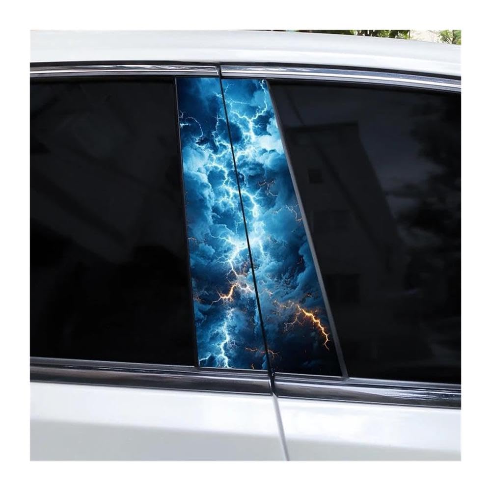 Body Parts 2PCS Car Center Pillar Vinyl Waterproof Stickers Lightning DIY Car B-Pillar Decals(C)