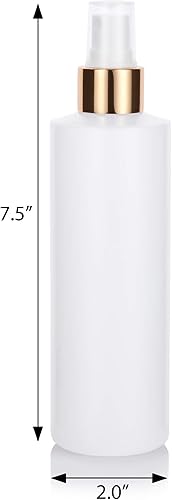 Miniatura 2 de JUVITUS Botella de plástico recargable natural transparente de 8 onzas con pulverizador de niebla fina de metal dorado (paquete de 12)