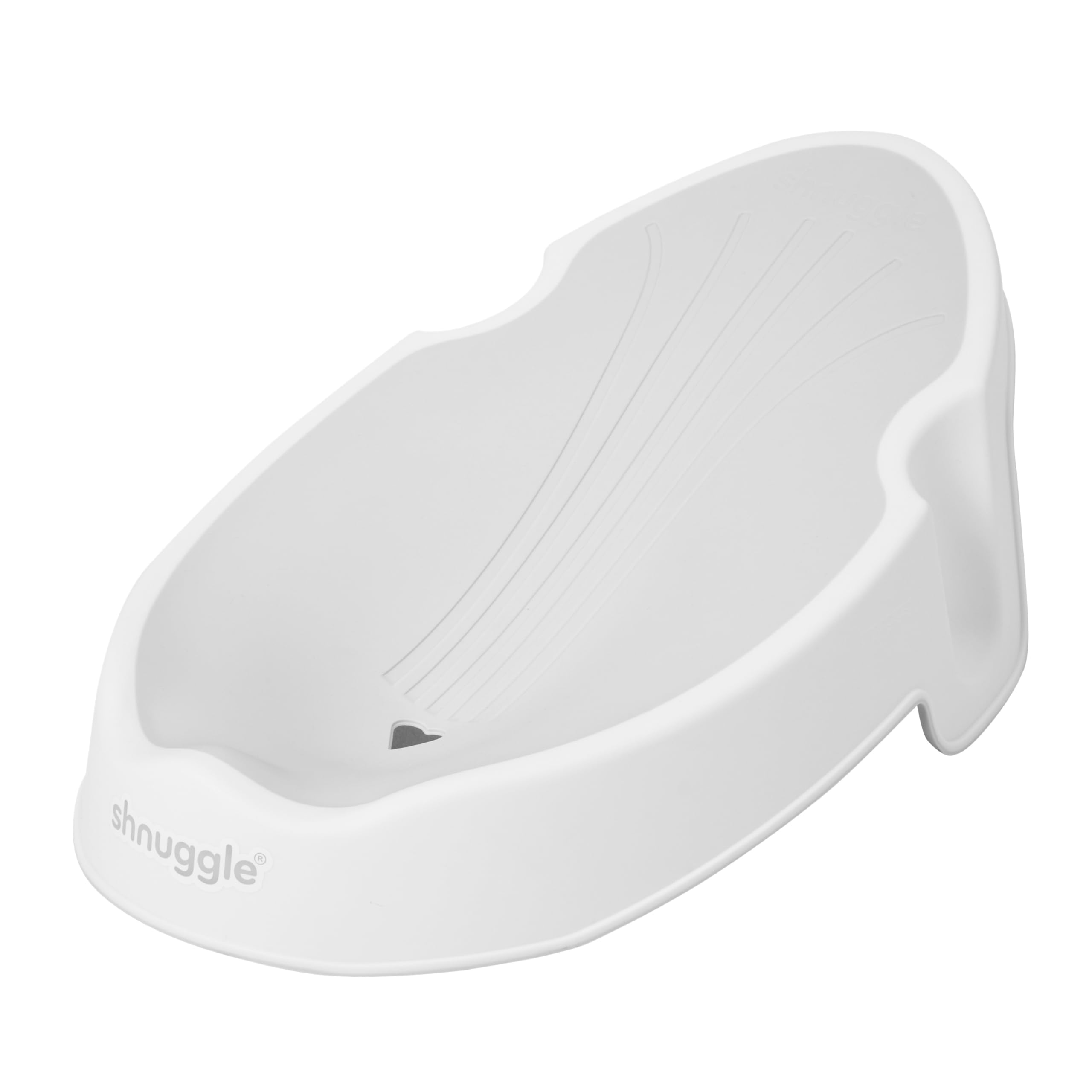 Shnuggle Soporte de baño para recién nacido, asiento ergonómico suave al tacto, base ligera antideslizante, higiénico y compacto, perfecto para bebés de hasta 6 meses/9 kg, blanco y gris
