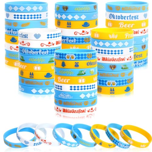 Image of JUNEBRUSHS 64pcs Oktoberfest Party Favors Silicone Bracelets Bulk