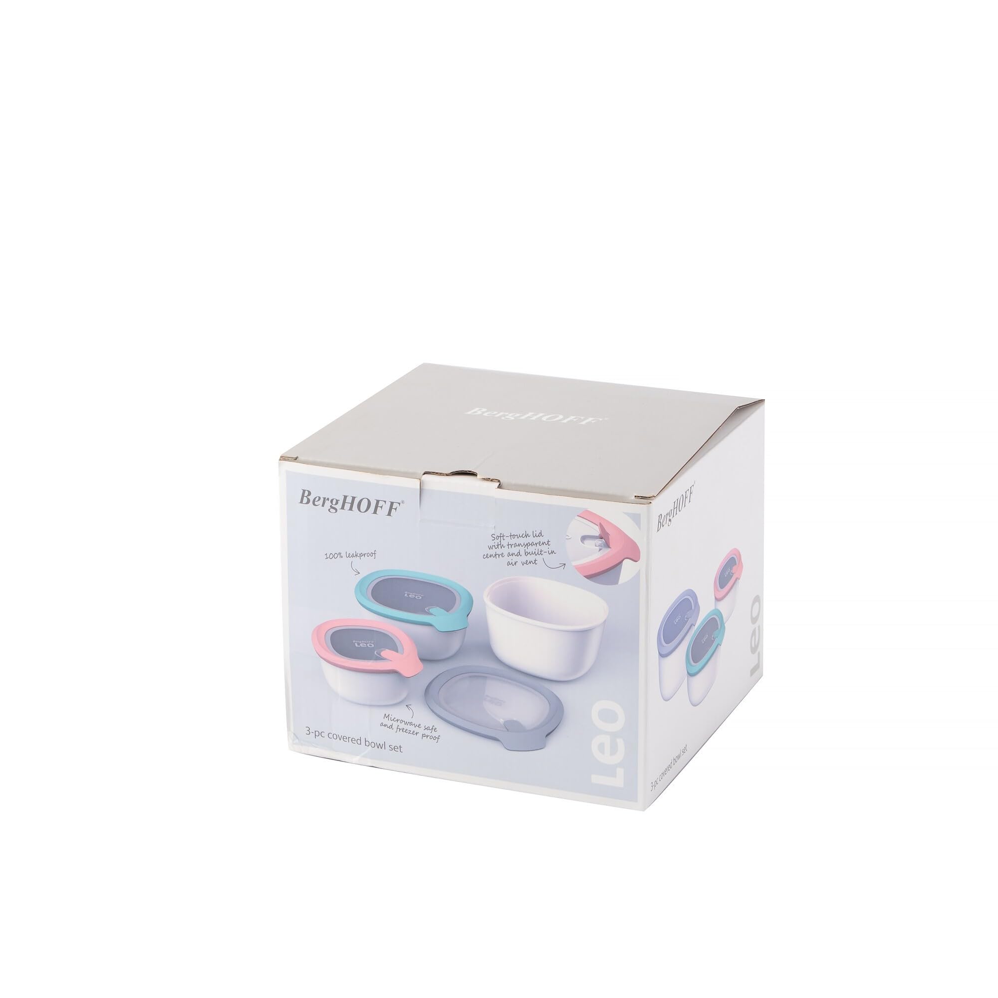 Berghoff 3950220 Set 3 Contenedores De Alimentos Apilables, Tapa Silicona, Apto Frigorífico, Microondas, Lavavajillas