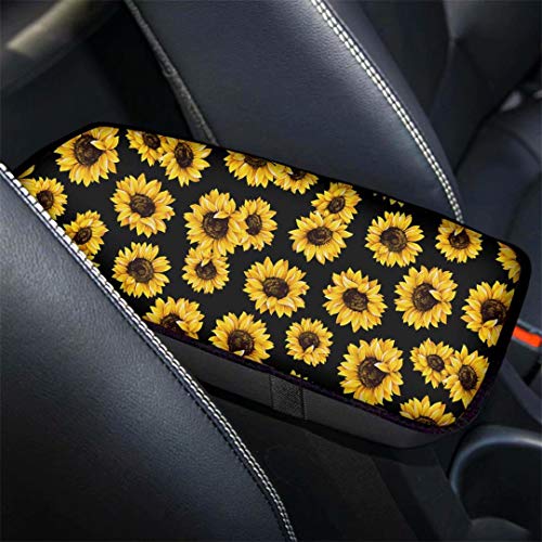 LedBack Vehicle Center Console Armrest Cover, Universal Fit Soft Comfort Center Console Armrest Cushion for Car, Car Armrest Cover Sunflower Car Accessories