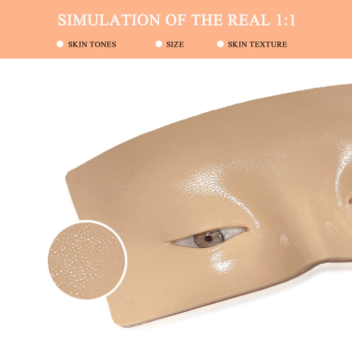 Tabla facial de práctica de maquillaje, cara de maniquí de maquillaje 3D reutilizable, cara de práctica de maquillaje de ojos con kit de maquillaje para estudiantes y principiantes para practicar 6