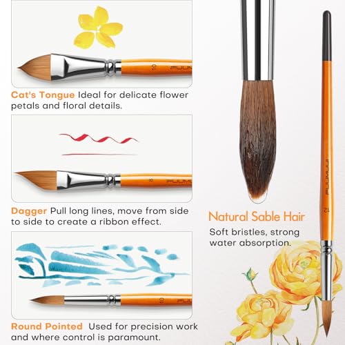 Fuumuui 0527 Sable Watercolor Brushes Kolinsky Watercolor Paint Brushes thumb #2