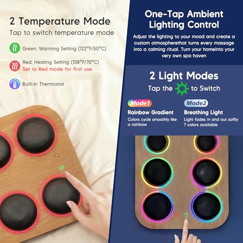 Goodtar 8PCS Hot Stone Massage Set with Warmer –Basalt Stones Massager for Deep Tissue Pain Relief & Muscle Relaxation, Home Spa Kit with Soothing Ambient Light – Valentine's Day & Birthday Gift — view 6
