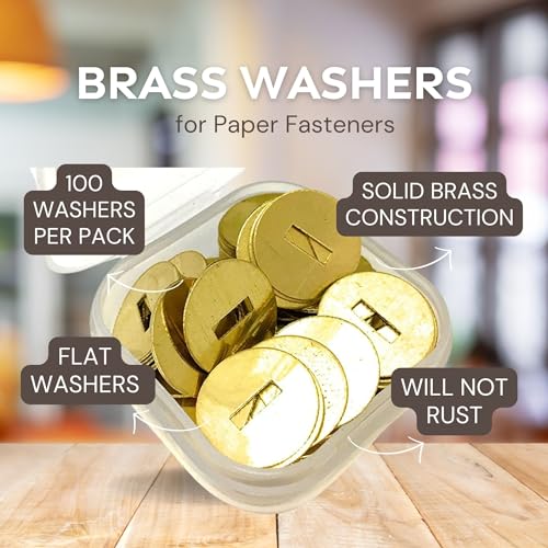 image for Officewerks Brass Washers for Paper Fasteners, 1/2 Inch Slotted Brass 