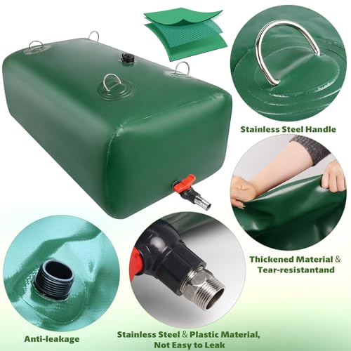 Image of 400 L /105.7 Gallon Water Storage Bladder, Foldable Portable Water Bladder Tank, Large Capacity Water Container, Water Bag for RV, Truck, Camping, Emergency & Outdoor Use