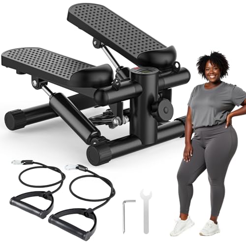 Image of OLIXIS Stepper Machine with Resistance Bands - Mini Stair Stepper for Home Exercise, Portable Weight Loss & Full Body Workout Equipment
