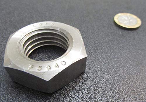 18-8 Stainless Steel Hex Nut 1 1/8"-7 Thread x 1-11/16" W x 36/64" H 3 Pcs
