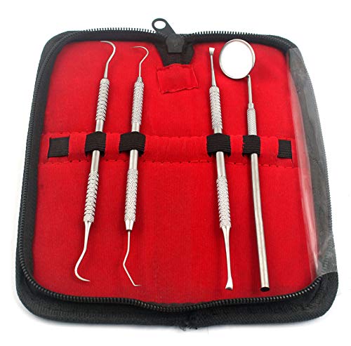 OdontoMed2011 Dental Tools KIT | Stainless Dental Instruments & Equipment Perfect for at Home Oral Hygiene & Care - Set Includes Inspection Mirror, Sickle Scaler, Pick and Tartar & Plaque Scraper