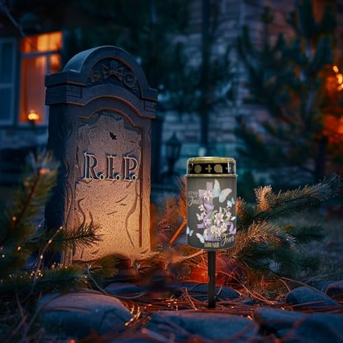 Image of Cross and Lily Flower Light for Prayer Cemetery Solar Lights for Grave Cemetery Decor Candle Lamp Waterproof Solar Power Light Eternal Lights for Graves Cemetery Memorial Gift 2 PCS