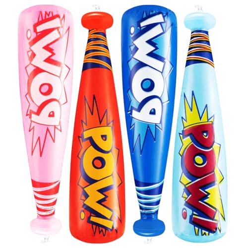AOEVUIR 4 Pcs Grandes battes de Baseball gonflables de Couleurs Assorties Idéales pour Plage Piscine fête Sportive
