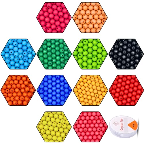 Kit perles de 6 mm de 12 couleurs avec élastique pour offrir un cadeau DIY