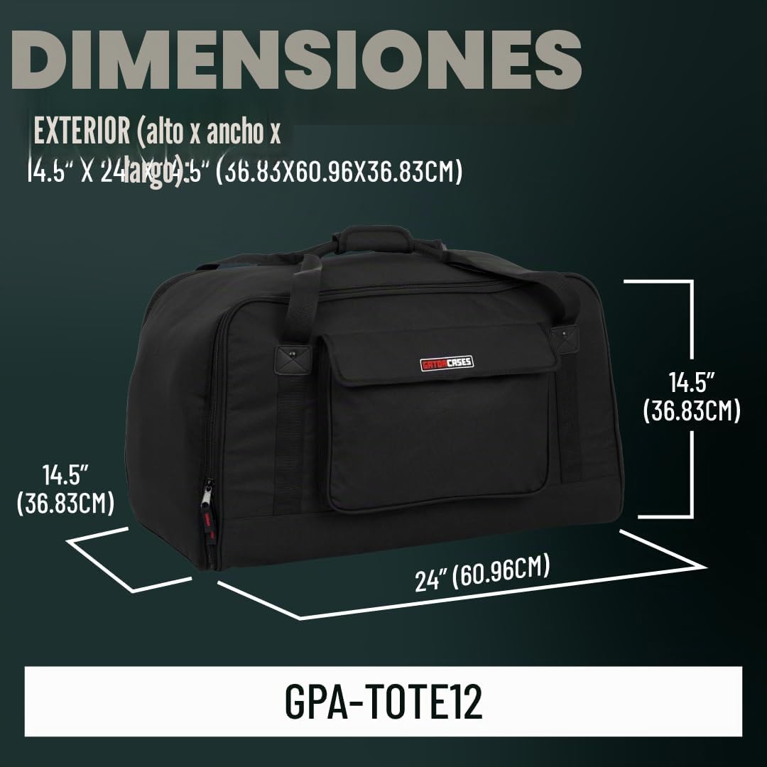 Gator Cases Bolsa de Altavoz de Alta Resistencia para Altavoces compactos de 12"; se Adapta a QSC K12, Yamaha DXR12 y más (GPA-TOTE12)