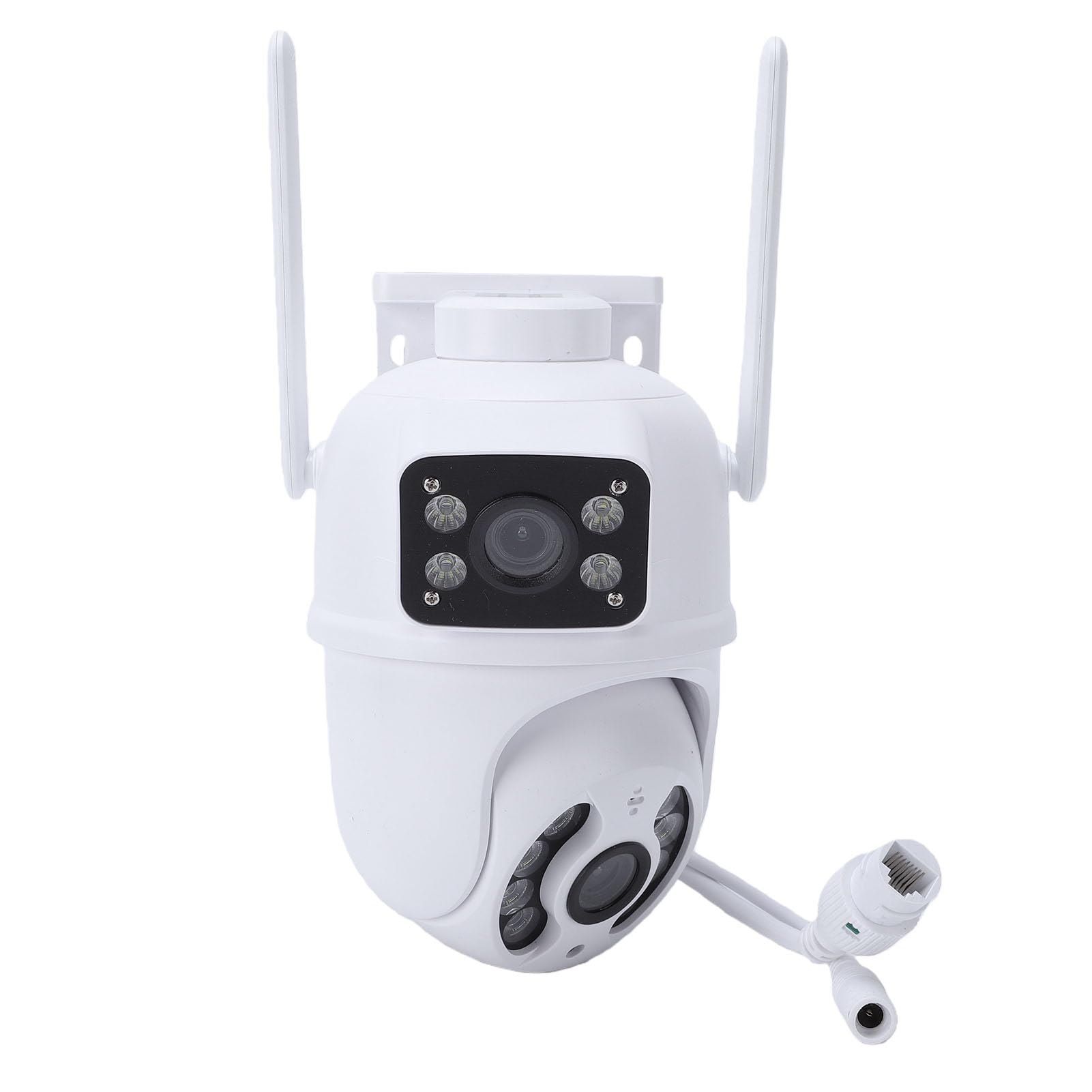 Sxhlseller Telecamera di Sicurezza Esterna, Doppia 4MP 1080P PTZ WiFi con Obiettivo Fisso 2.8mm, Rotazione 355° Inclinazione e Inseguimento Automatico, Audio Bidirezionale, Visione (Spina europea)