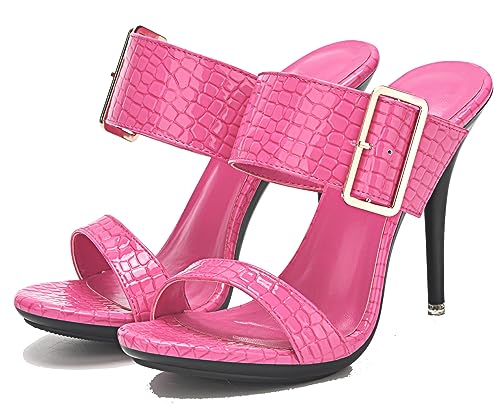 Sandales à talons roses de 10.5 cm pour femme avec boucle élégante TM014