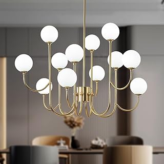Mid-Century 12 Lights Large Sputnik Chandeliers with Glass Globe,Modern ...