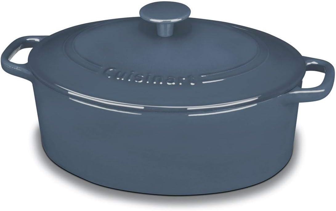Cuisinart Chef's Classic Enameled Cast Iron Oval Covered Casserole (Provencial Blue, 5.5-Quart) Provencal Blue 5.5-Quart - Image 1 of 3