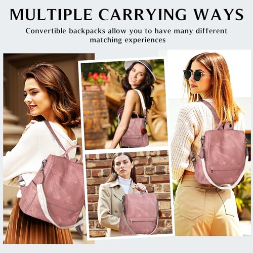 Image of Woman Backpack Purse Waterproof Lightweight PU Leather Backpack, Multipurpose Travel Shoulder Bag Handbag