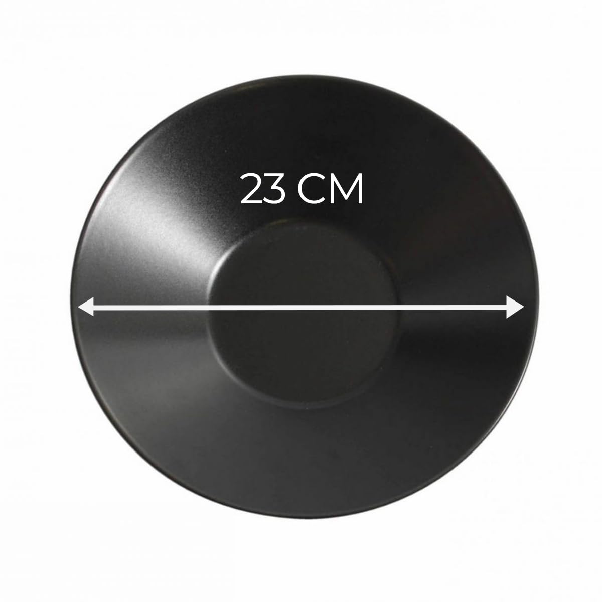 Assiettes rondes LINA, set de 12 assiettes creuses, plat à soupe, pâtes en porcelaine noir - diamètre 23 x hauteur 5 cm