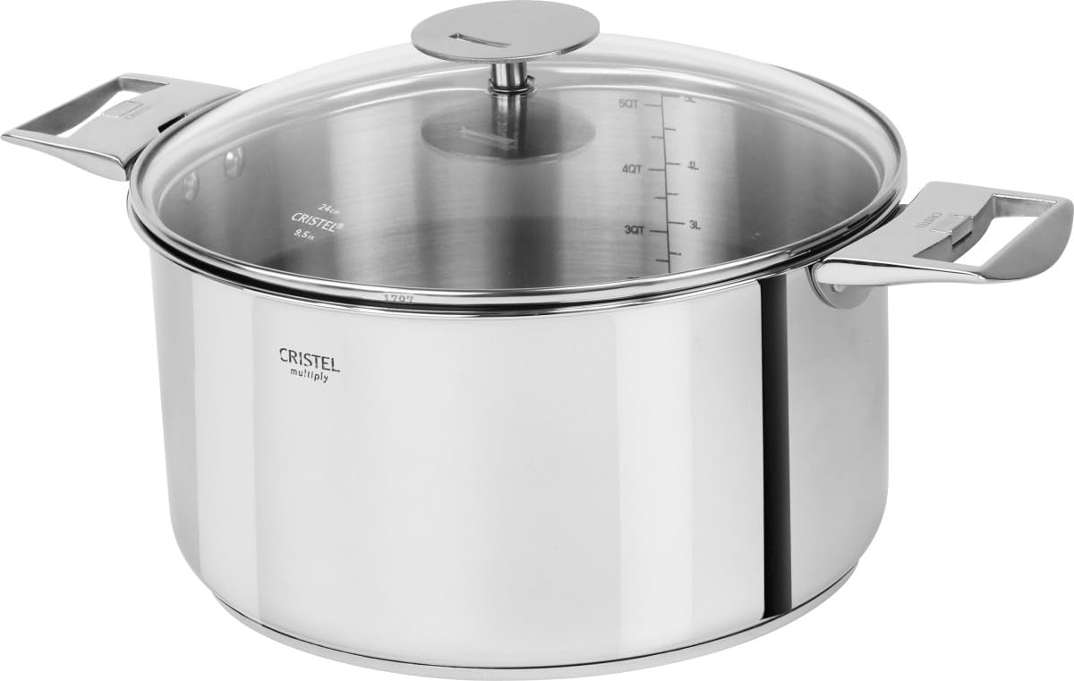 Cristel - F24QMP- Faitout inox 24cm sans poignée amovible - Collection Casteline