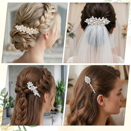 Pinzas de Pelo con Rhinestone Plateadas Nogeqi 4 Pzs miniatura 2