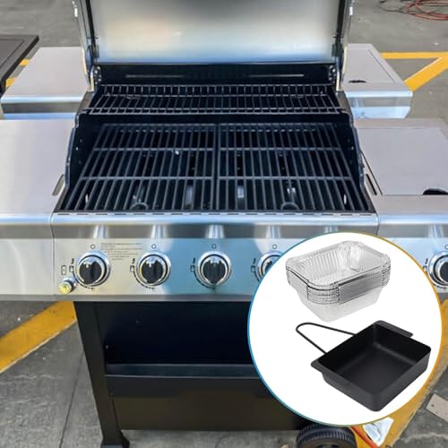Image of Universal Grease Pan for Nexgrill 720-0830X 720-0830H 720-0888 720-0888S 720-0896B 720-0896 Cuisinart CGG-7400, Grease Catcher with 15-Pack Aluminum Drip Liner for Nexgrill Replacement Parts