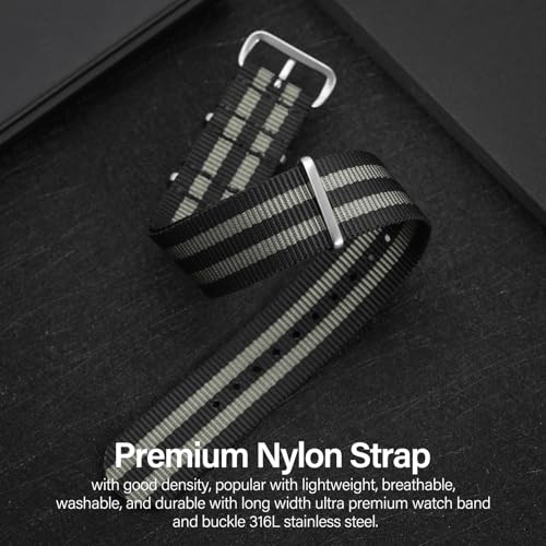Image of TACTICAL FROG Nylon Watch Band 18mm 19 mm 20mm 22 mm 24 mm, Waterproof Military Watch Straps Replacement for Men Women, With Stainless Steel Buckle
