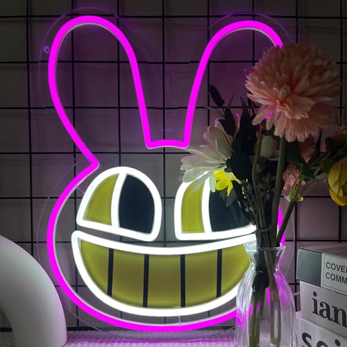 Neon Sign Jax LED Wall Light –The Amazing Digital Circu Style Character Neon Decor for Bedroom, Game Room or Studio, Dimmable USB Powered Wall Art