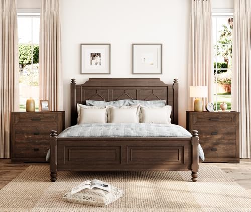 Image of WAMPAT 32-inch Tall Large Wooden Nightstand with Drawers