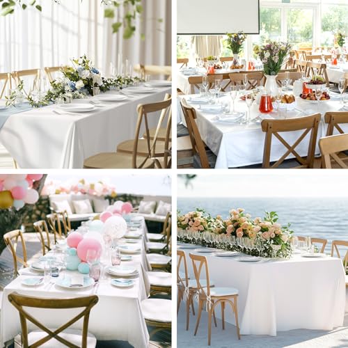 Fixwal TABLE CLOTH 0001 6 Pack White Table Cloth For Rectangle Table, 70 X 120 Inch Polyester Fabric Tablecloths Rectangular thumb #6