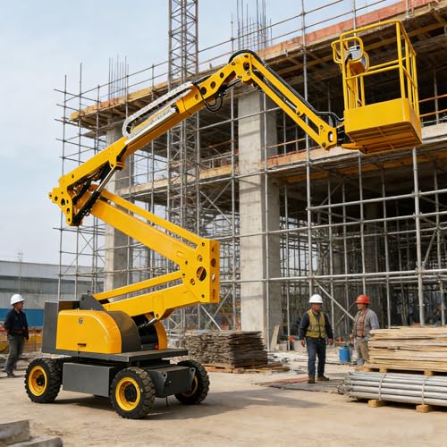 Wheel Hydraulic Telescopic Boom Lift Aerial Work Platform, Curved Arm Manlift for Industrial Construction & Maintenance