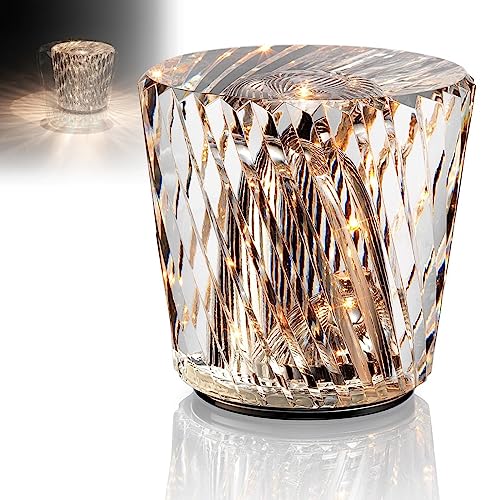 Lámpara de mesa LED recargable de alta calidad, elegante diseño de cristal y aluminio para dormitorio, bar, decoración de fiestas, iluminación de estado de ánimo elegante y acento para el hogar