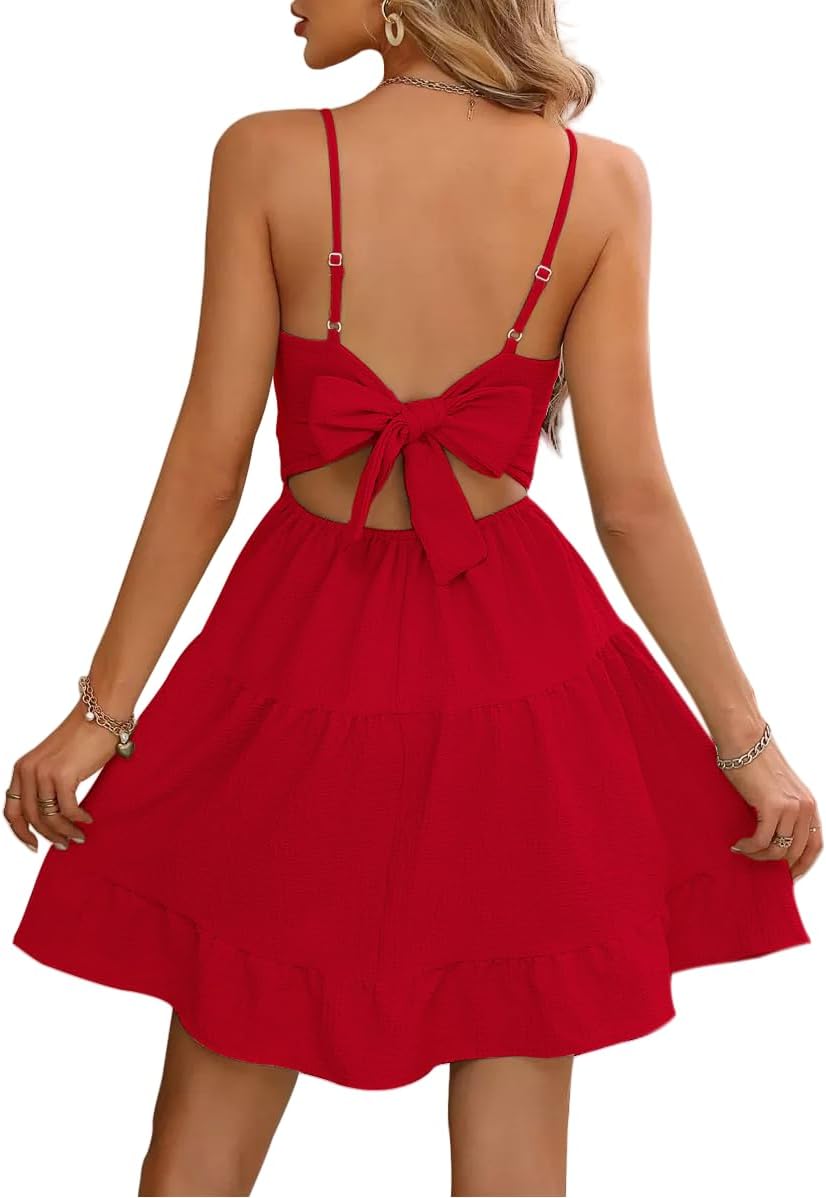 SISKIN Womens Summer Beach Dresses for Women 2025 Vacation Tie Backless Sexy Spaghetti Strap Dress for Women