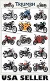 Triumph motorcycles #E vert POSTER 23.5 x 34 with 15 more recent motorbikes (sent FROM USA in PVC pipe)