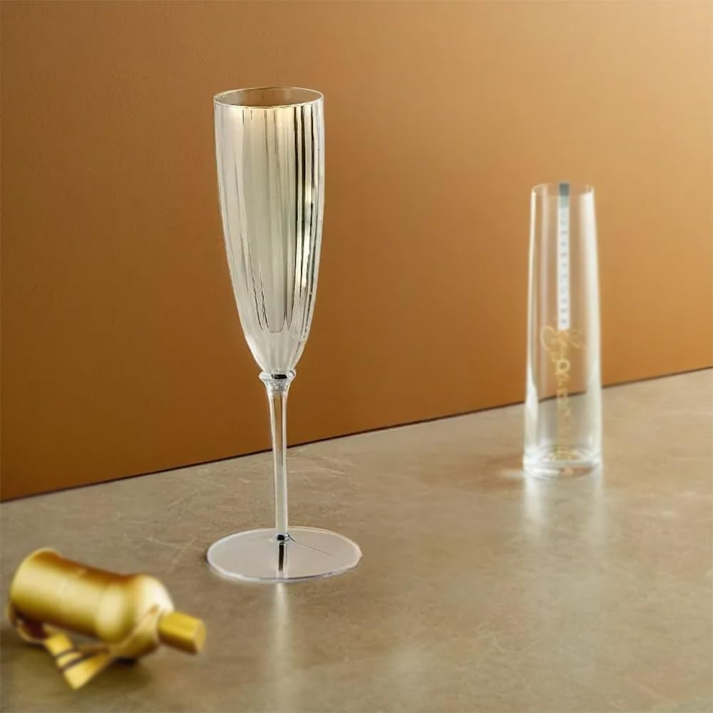 Fun Express Silver Metallic Plastic Champagne Flutes - Party Supplies - 12 Pieces