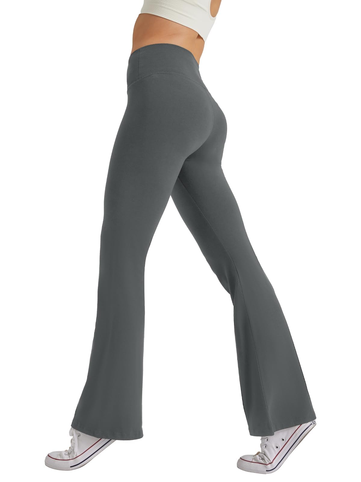 Glacspyg Pantalones de Yoga Pantalones de Campana de Cintura Alta para Mujeres Entrenamiento Abdominal Pantalones de Carrera Casuales Elásticos