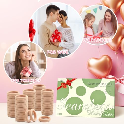 Image of Bessrung 100PCS Tan Color Seamless Elastic Hair Ties No Damage for Women