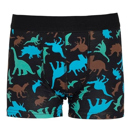 DRY & COOL Tages-Inkontinenzslip für Jungen Unterwäsche Waschbar Absorbierende Einlage Dino , Schwarz/Grün/Blau, 134-140 cm (9-10 Jahre)