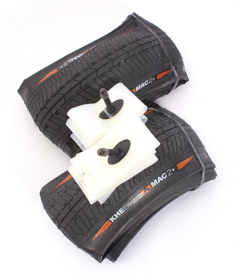 KHE MAC2+ BMX - Juego de neumáticos plegables con tubos de TPU, 20 pulgadas x 2,30 pulgadas, ultraligero, 360 g por neumático, 82 g por tubo, color negro