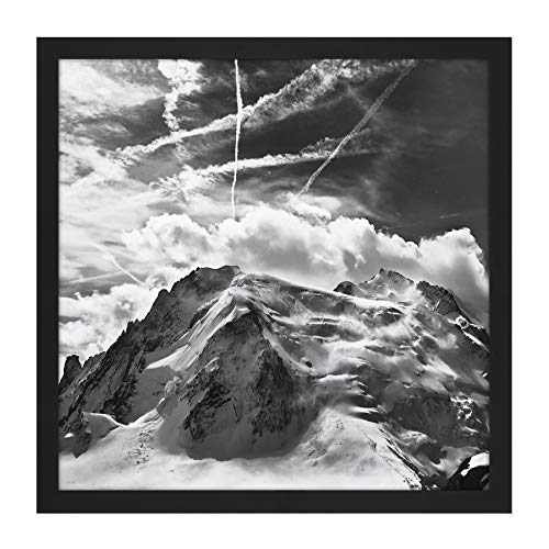 Buisse Mont Blanc Tacul Mountain Summit Photo Square Wooden Framed Wall Art Print Picture 16X16 inch Montagne Photographier Bois Mur Image