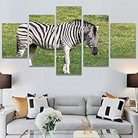SIGNWIN 5 Panel Canvas Wall Art Modern Art Animals Dramatic Giraffe Lion Multicolor Photography Southwest for Home Decorations Ready to Hang - 60