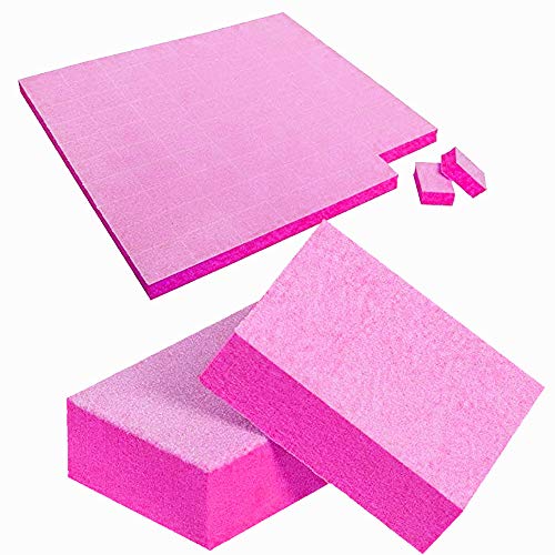 Maccibelle Professional Nail Mini Buffer Block for Acrylic Dip and Natural Nails 80/100 Grit 2 Sided (150 Count) (Pink (150 Count))
