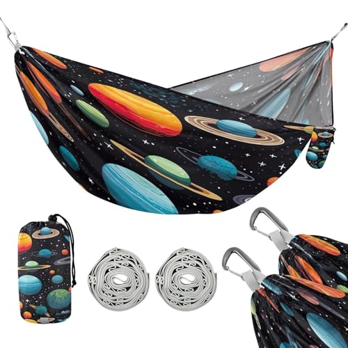 ATTX Galaxy Planets Camping Hammock - Lightweight & Portable Hammocks, Heavy Duty 330lbs Capacity for Indoor, Hiking, Backpacking, Travel, Backyard, Beach#257